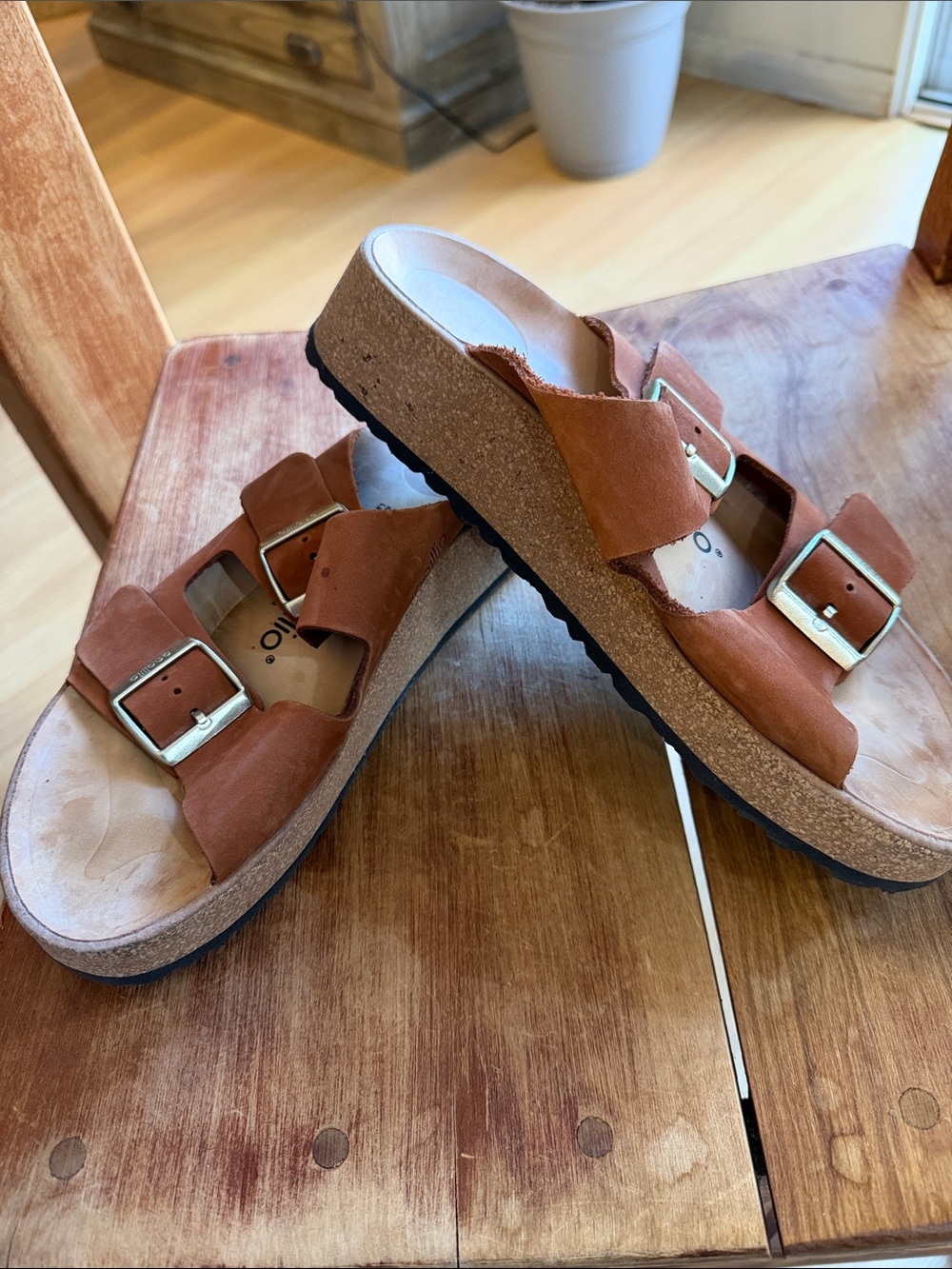 Women’s Papillio Platform Sandals with Big Gold Buckle Straps